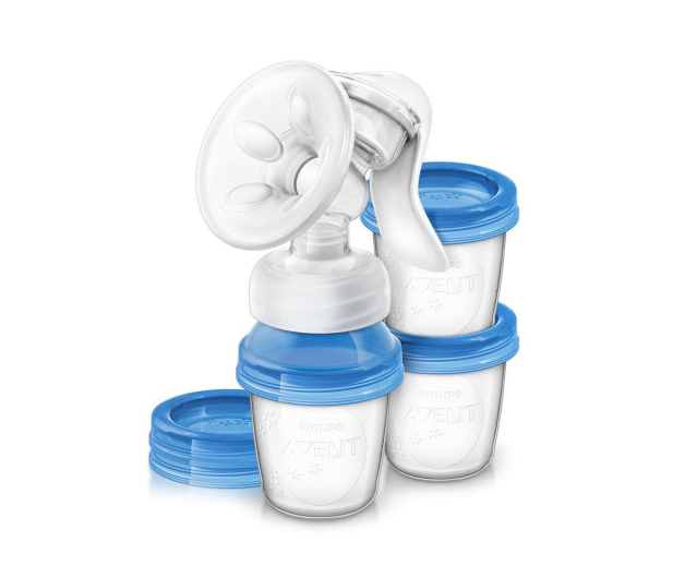 Philips Avent Laktator Ręczny NATURAL +3x Pojemnik VIA Na Pokarm - 320349 - zdjęcie
